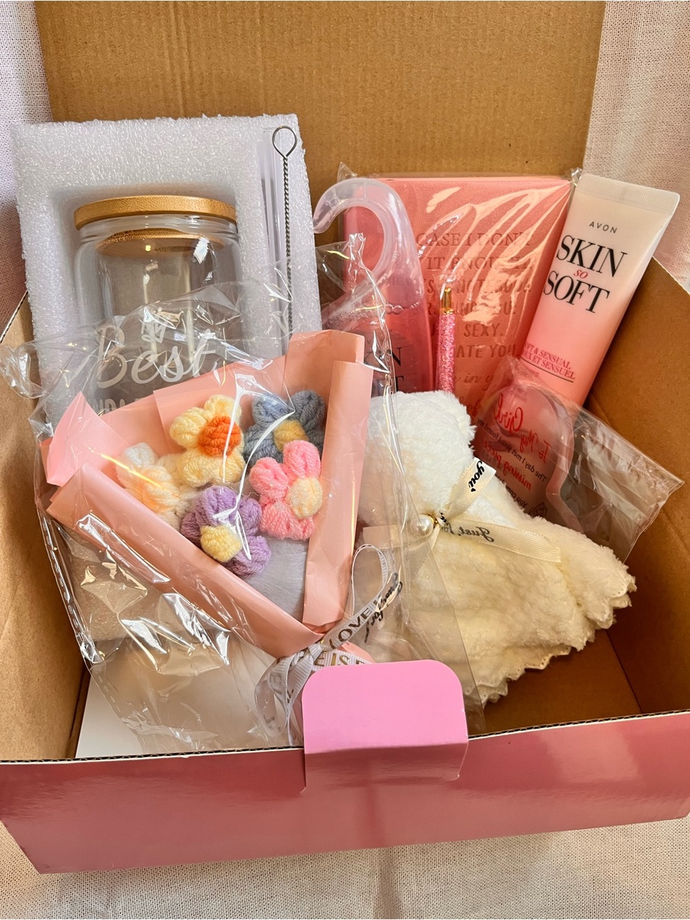 AVON Skin So Soft Pink Bath & Relax Gift Bundle